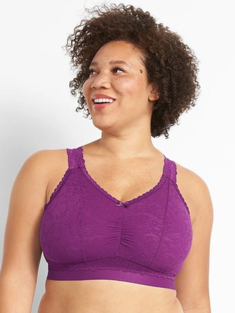 Cacique Stretch Lace Bralette With Strappy Back in Gloxinia Purple, 22/24